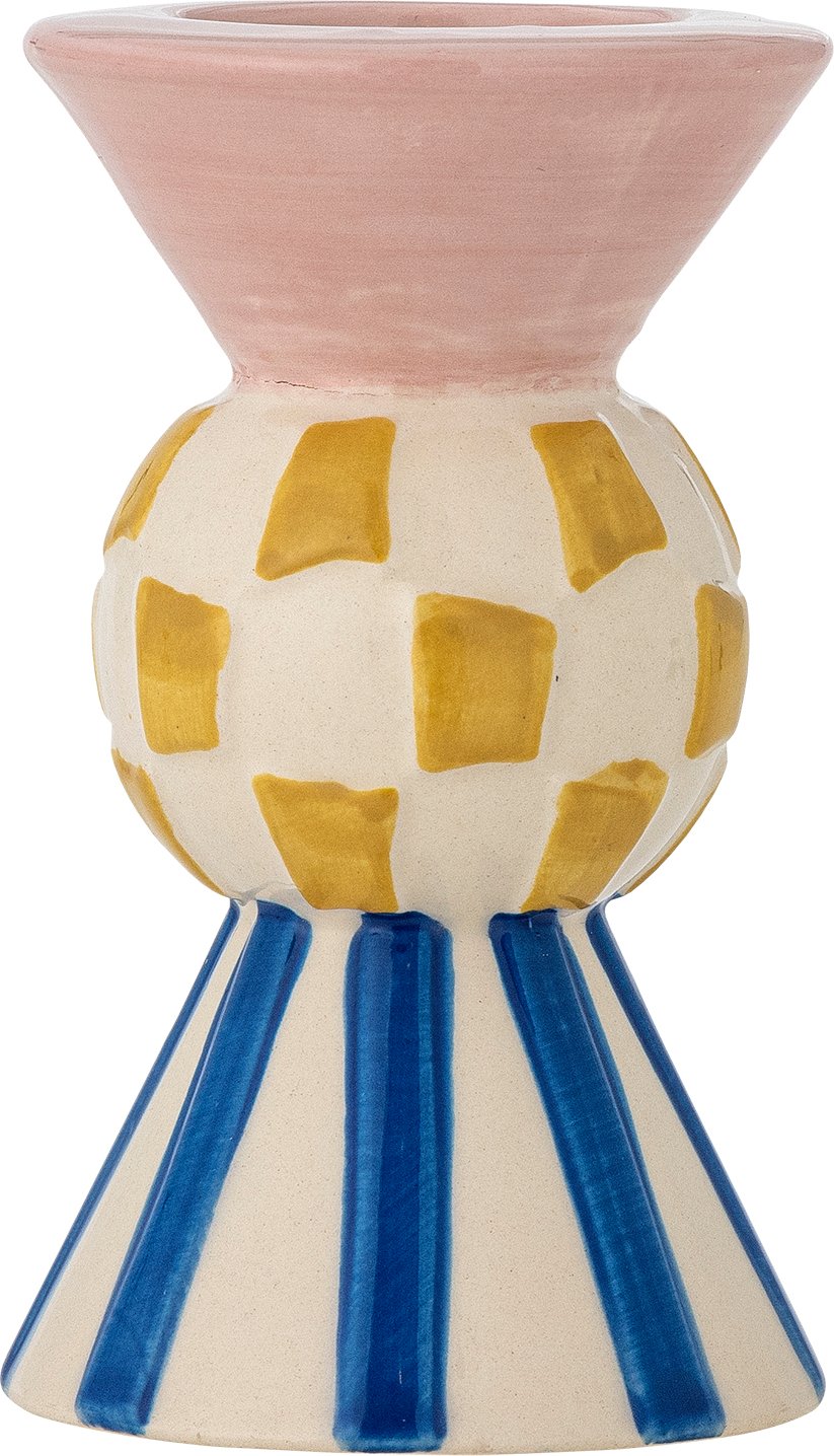 Świecznik na klasyczną świecę lub tealighty Bob różowo-niebieski