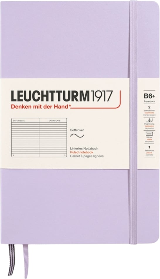 Notes w linię w miękkiej oprawie Leuchtturm 1917 B6+ 123 strony liliowy 80 g/m²