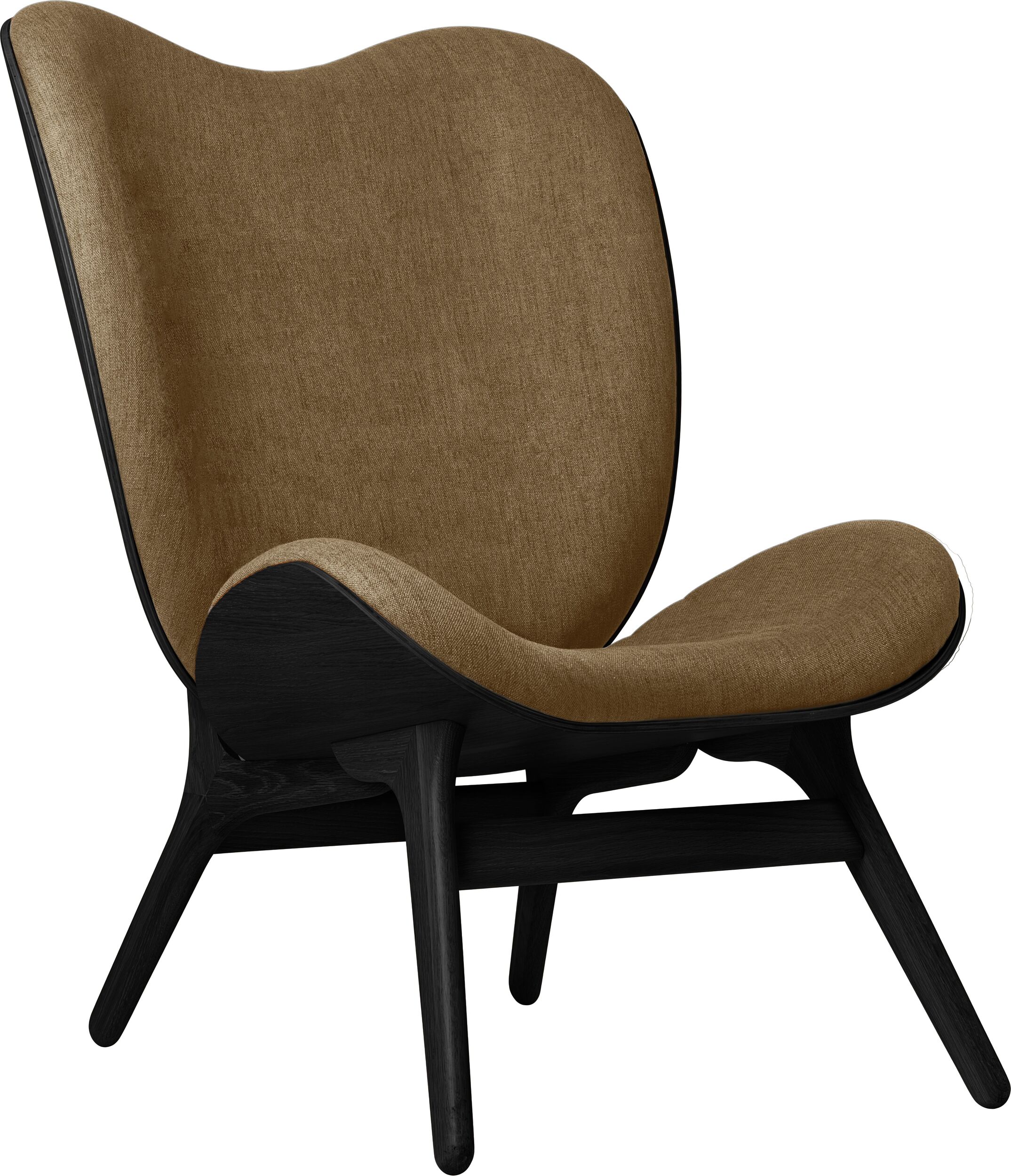 Fotel Conversation Piece 106 cm brązowy na czarnych dębowych nogach