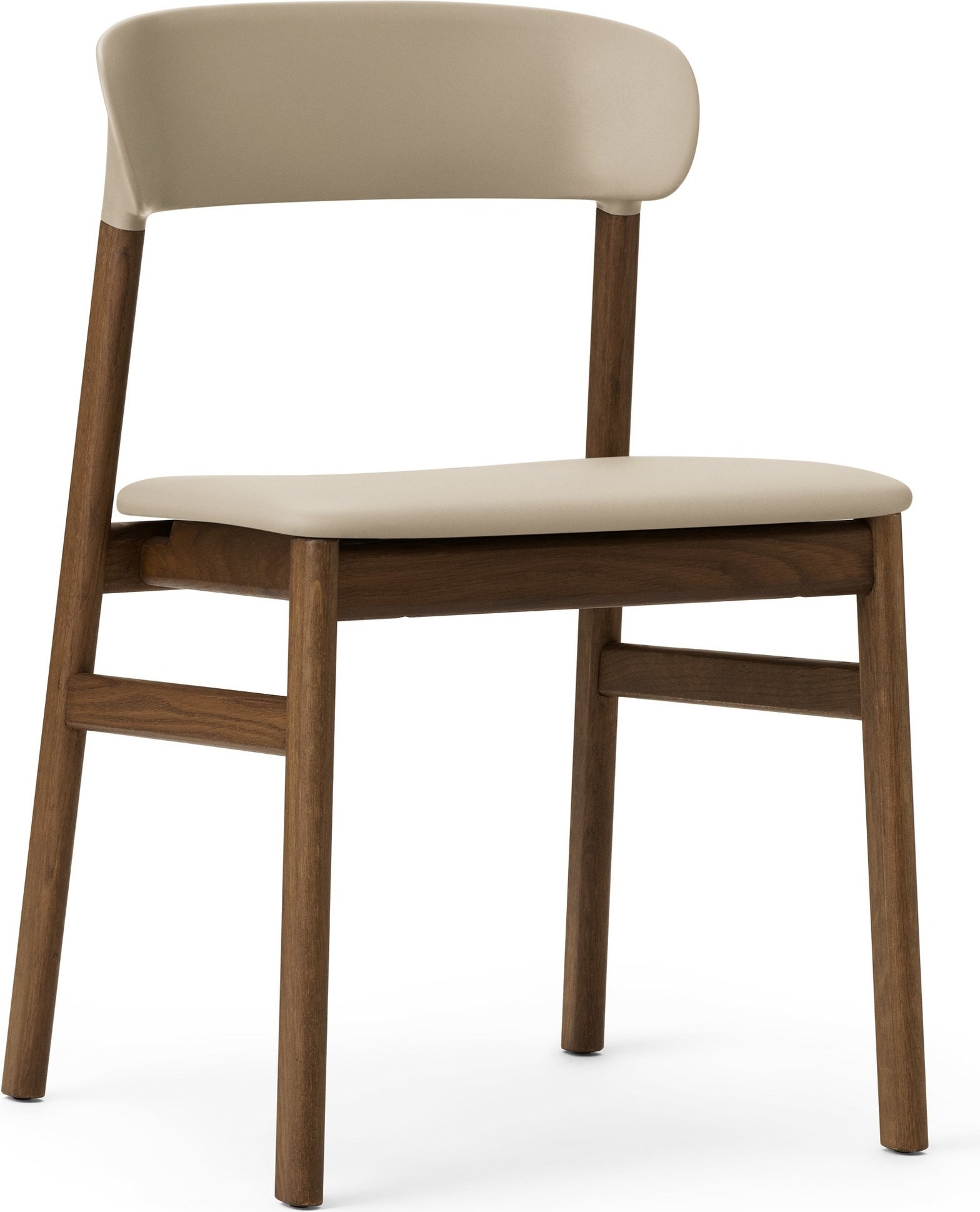 Krzesło Herit ciemny dąb siedzisko skórzane piaskowe