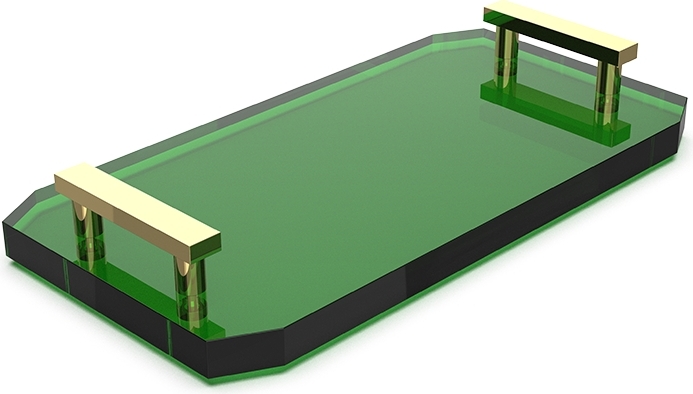 Taca łazienkowa Kristall ciemnozielona ze złotymi uchwytami