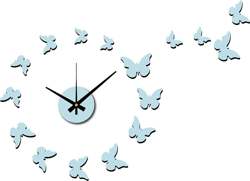 Zegar ścienny Butterfly 35 cm jasnoniebieski