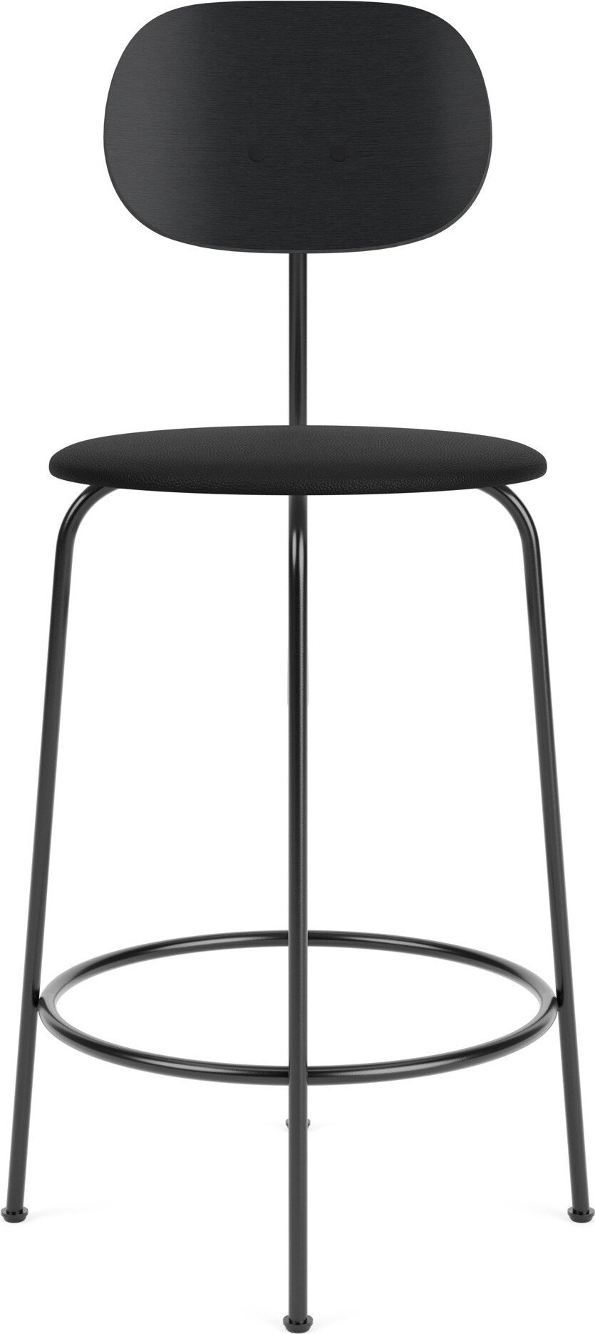 Krzesło barowe Afteroom Plus 97 cm czarne oparcie czarny dąb siedzisko skórzane