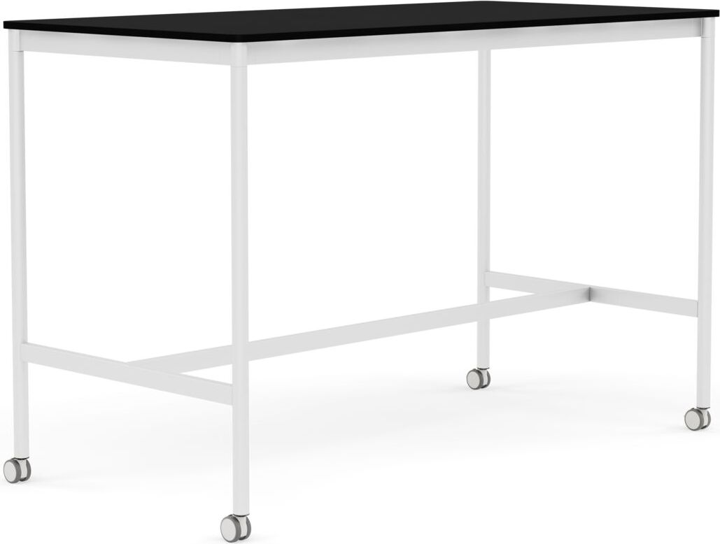 Stół na kółkach Base 80 x 160 x 105 cm czarny laminowany ABS nogi białe