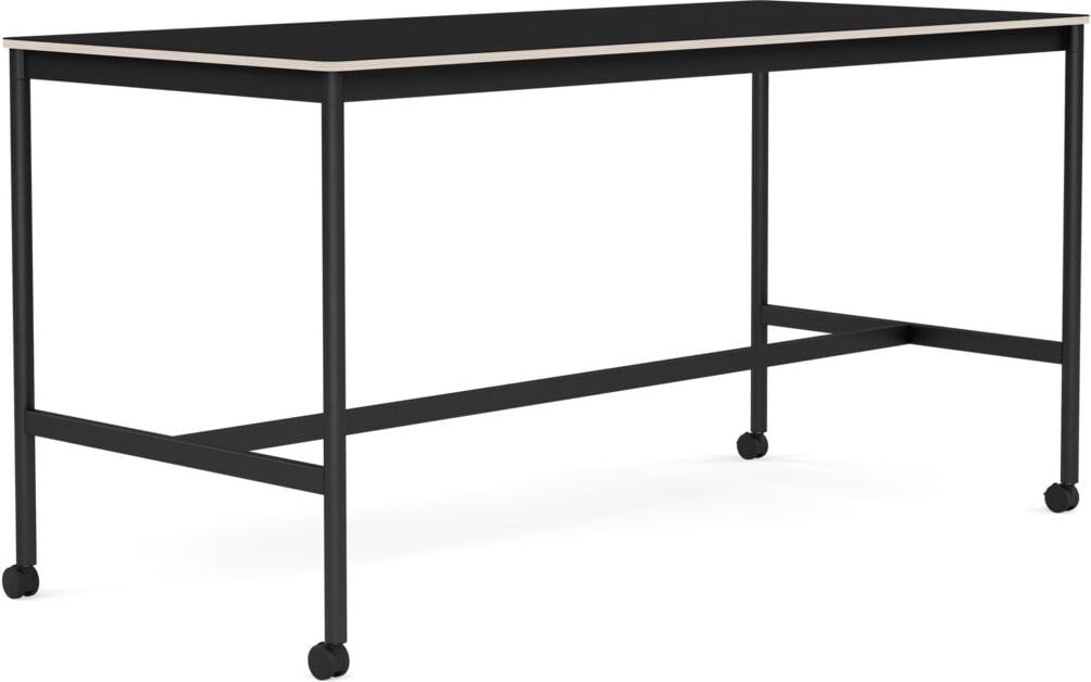 Stół na kółkach Base 85 x 190 x 95 cm czarny laminowany nogi czarne