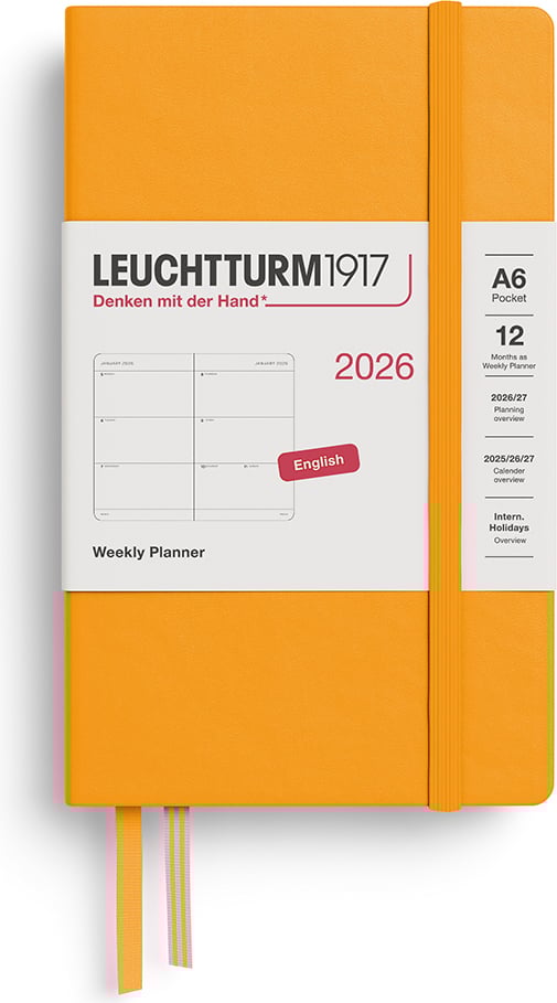Planer tygodniowy w twardej oprawie Leuchtturm 1917 2026 EN A6 pomarańczowy