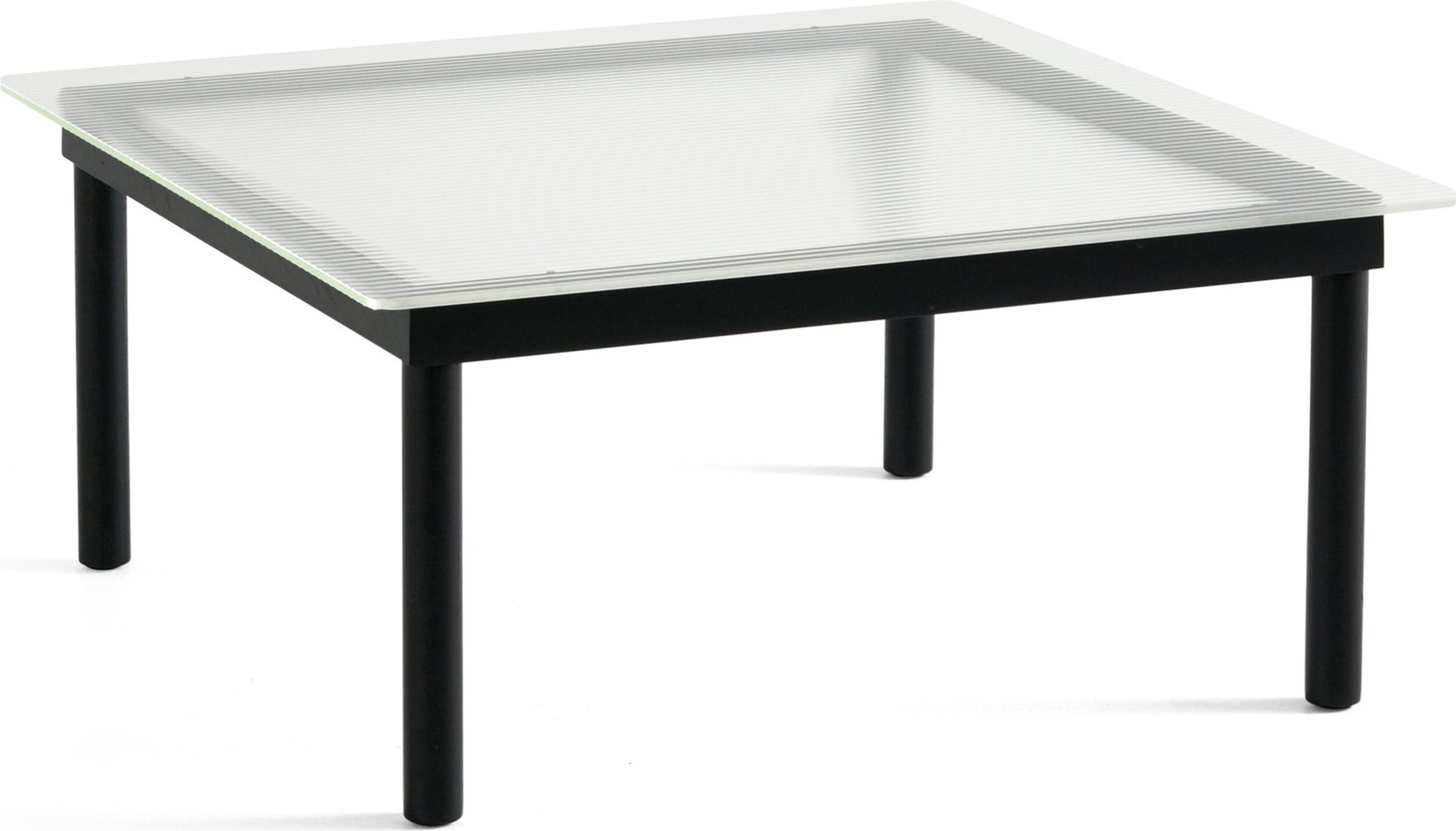 Stolik kawowy Kofi 80 x 80 cm blat szkło ryflowane z nogami czarny dąb