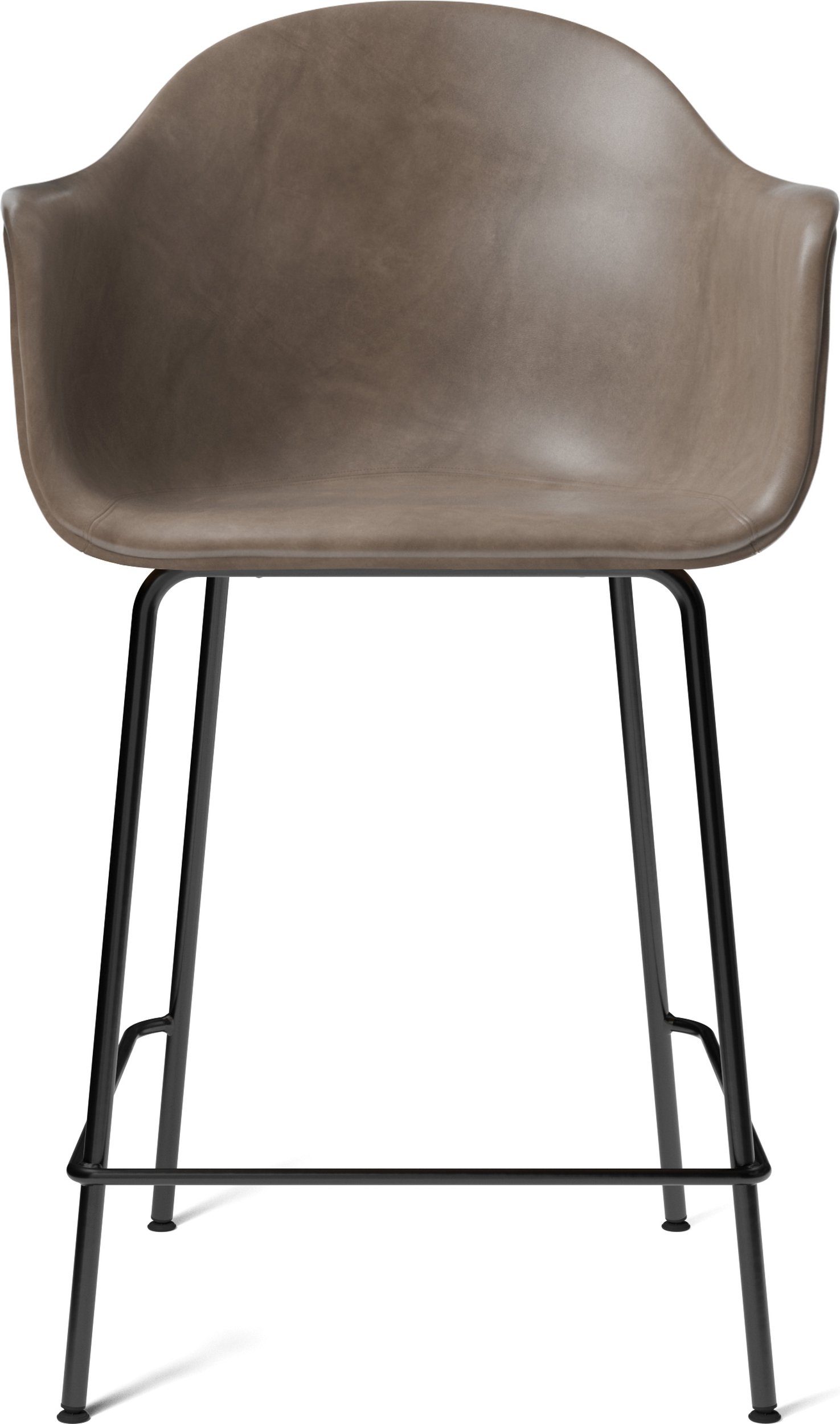 Krzesło barowe Harbour 102 cm szare z podłokietnikami skórzane na czarnych nogach