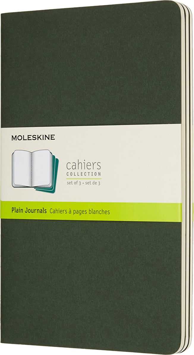 Zeszyty gładkie Moleskine Cahier L leśna zieleń 3 szt.