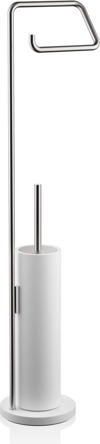 Stojak na papier toaletowy i szczotka do WC Stone stal matowa-biały