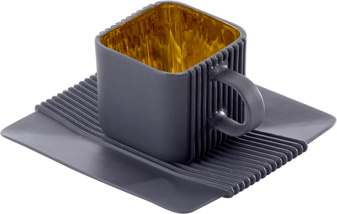 Filiżanka ze spodkiem System złocona antracytowa