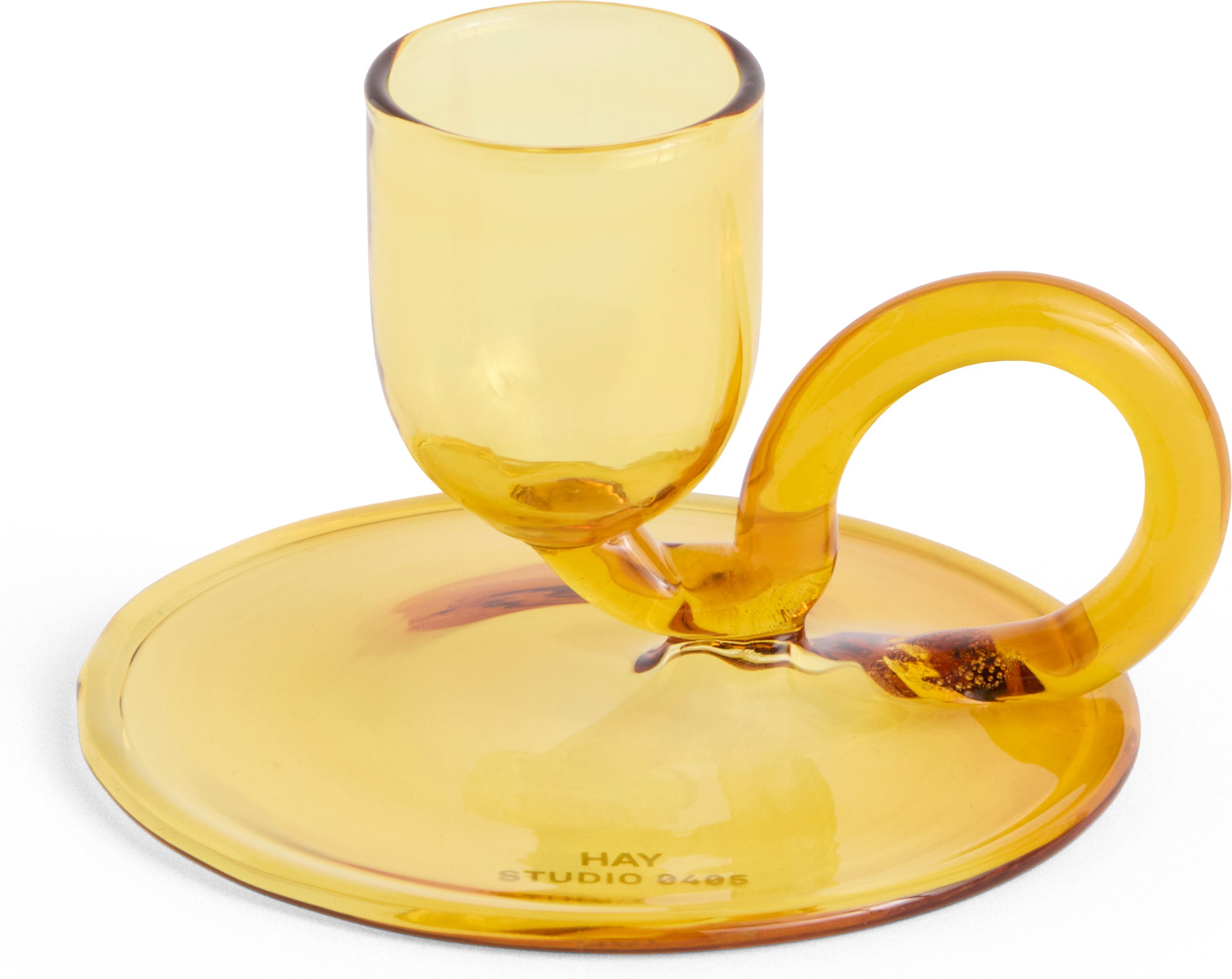 Świecznik na klasyczną świecę Tiny Curved żółty