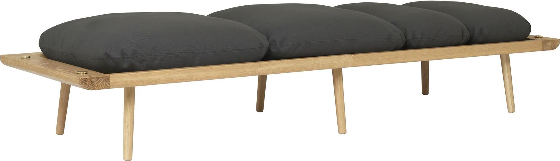 Leżanka Lounge Around ciemnoszara na dębowych nogach