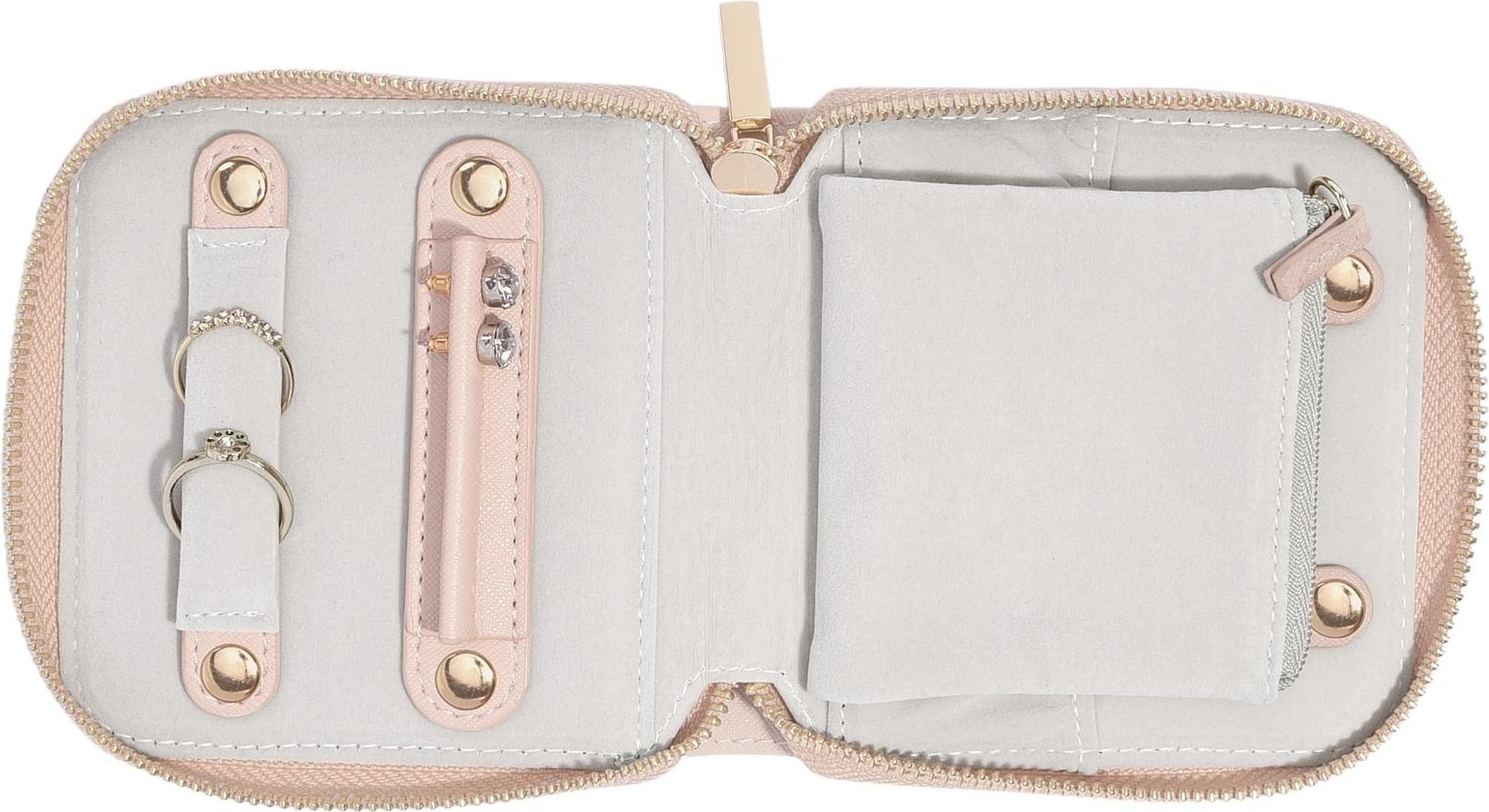 Pudełko podróżne na biżuterię z miejscem na pierścionki Stackers małe różowe