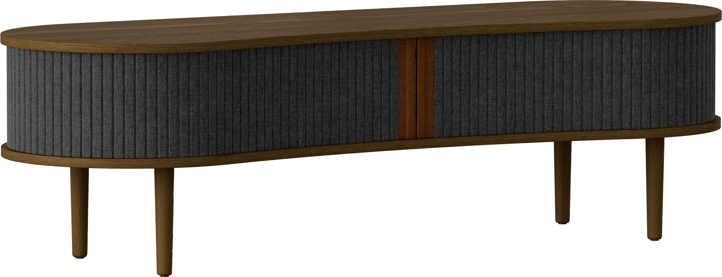 Szafka Audacious 140 cm ciemnoszara na ciemnych dębowych nogach