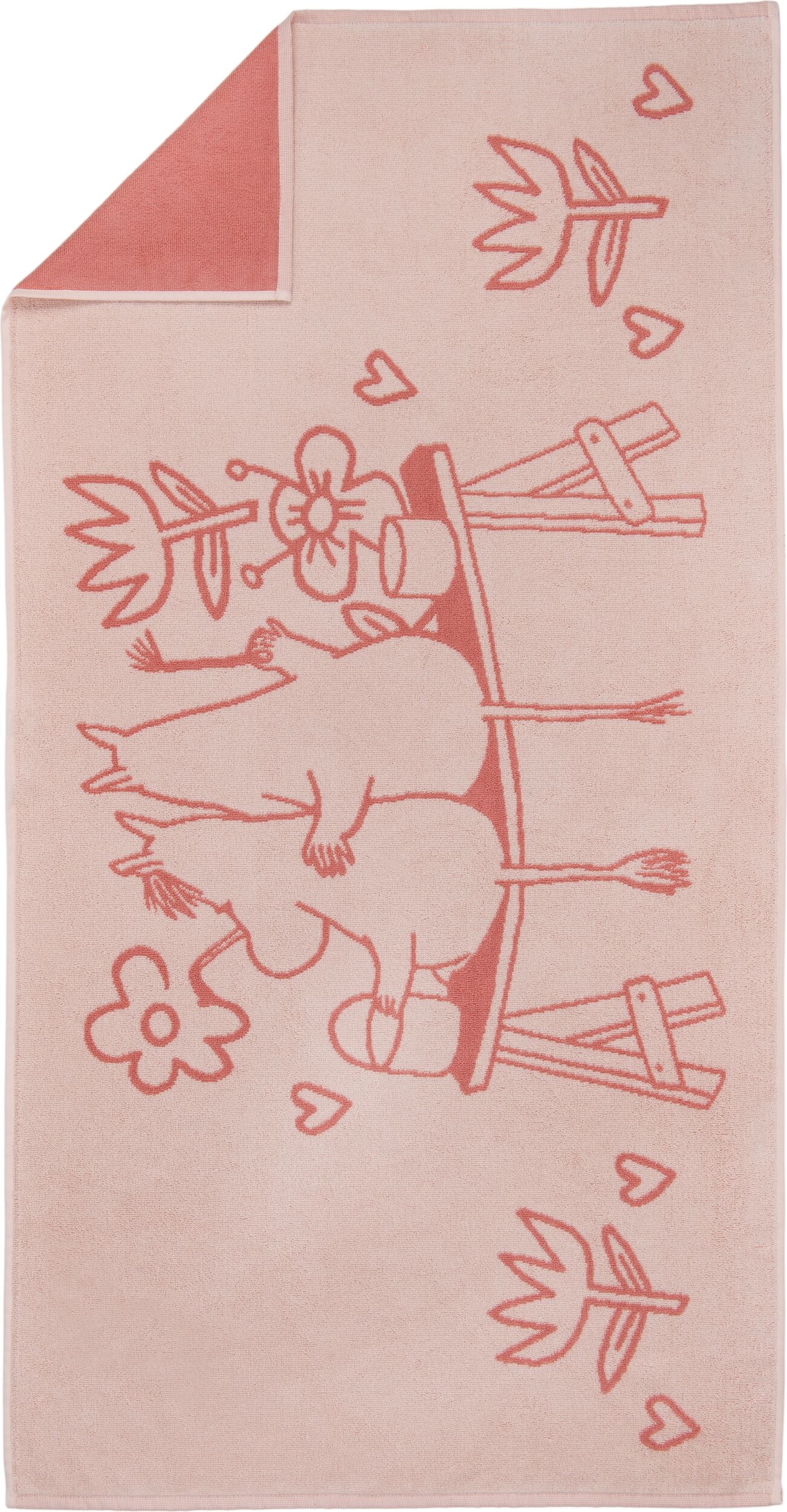 Ręcznik Arabia Finland Muminki Love 70 x 140 cm łososiowy