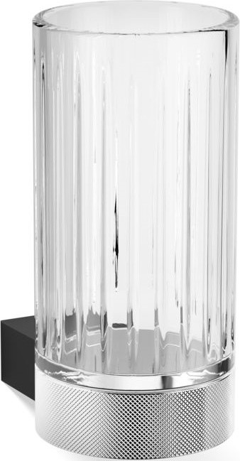 Kubek na szczoteczki do zębów Club karbowany czarny mat-chrom ścienny