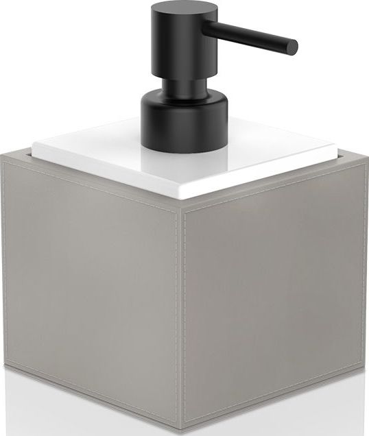Dozownik do mydła Brownie taupe-biały z pompką czarną
