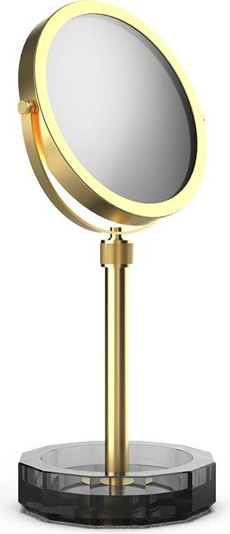 Lusterko kosmetyczne Kristall złoty mat z antracytową podstawką