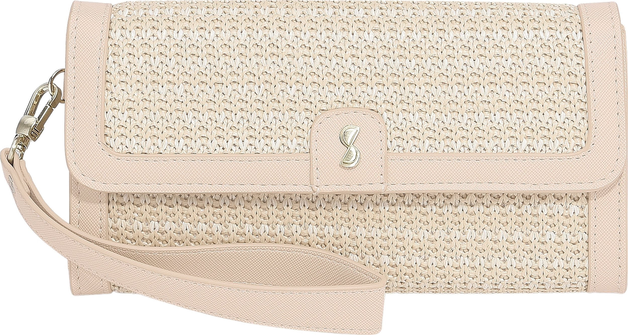 Torebka z etui na karty i lusterkiem Stackers Raffia jasnoróżowa