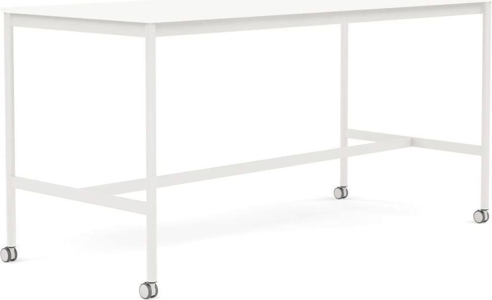 Stół na kółkach Base 85 x 190 x 95 cm biały laminowany ABS nogi białe