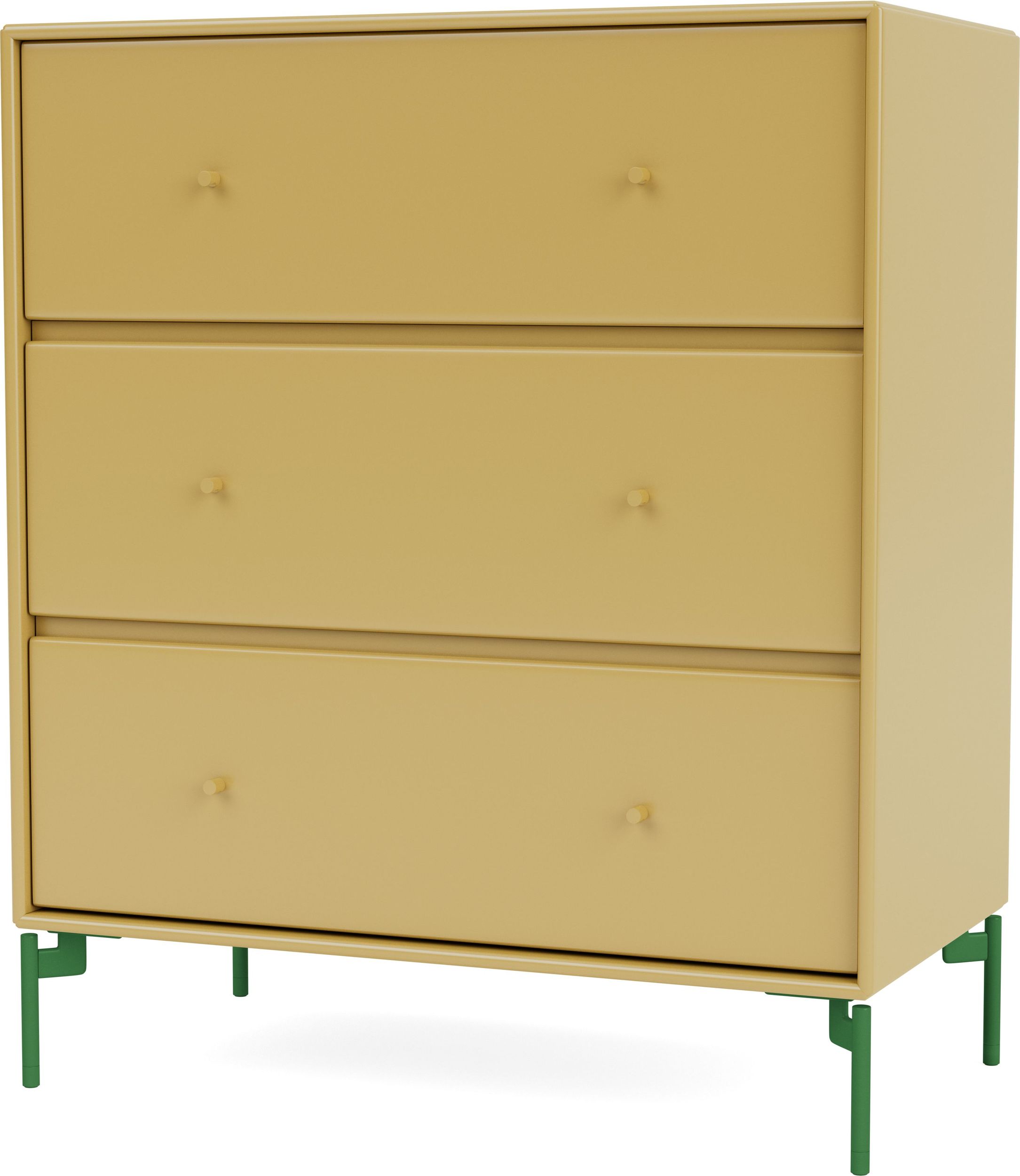 Komoda Carry musztardowa na zielonych nogach