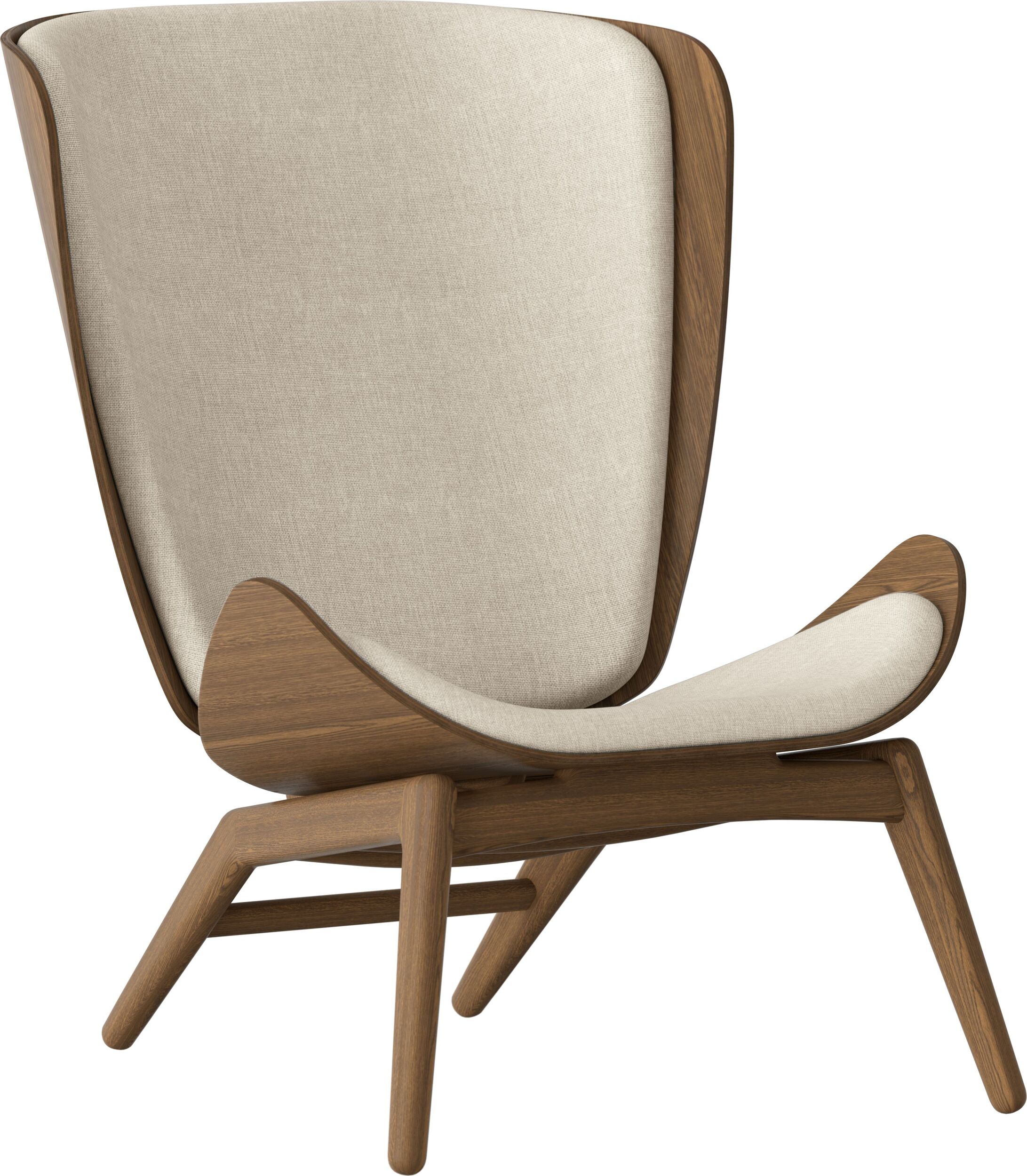 Fotel The Reader jasnopiaskowy na ciemnych dębowych nogach