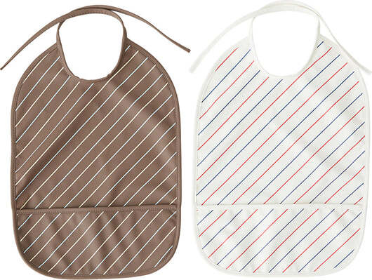 Śliniak z kieszonką Striped biały i brązowy 2 szt.