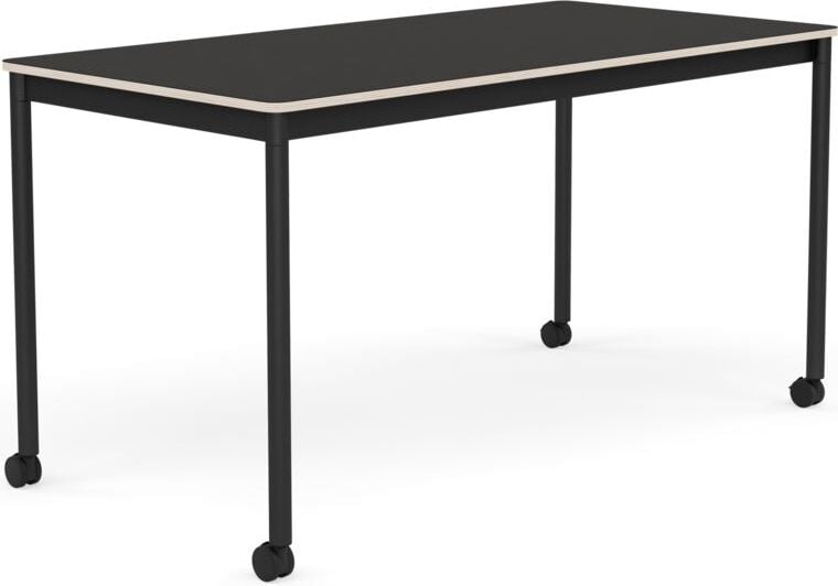 Stół na kółkach Base 70 x 140 cm czarny linoleum nogi czarne