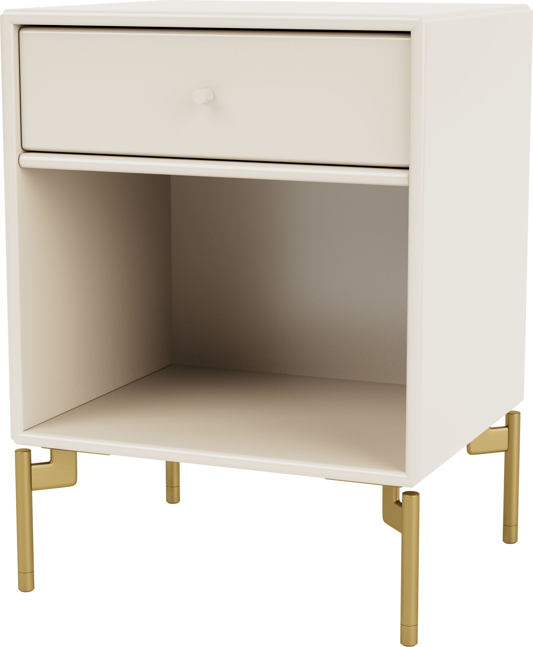 Szafka nocna Dream jasnobeżowa na mosiężnych nogach