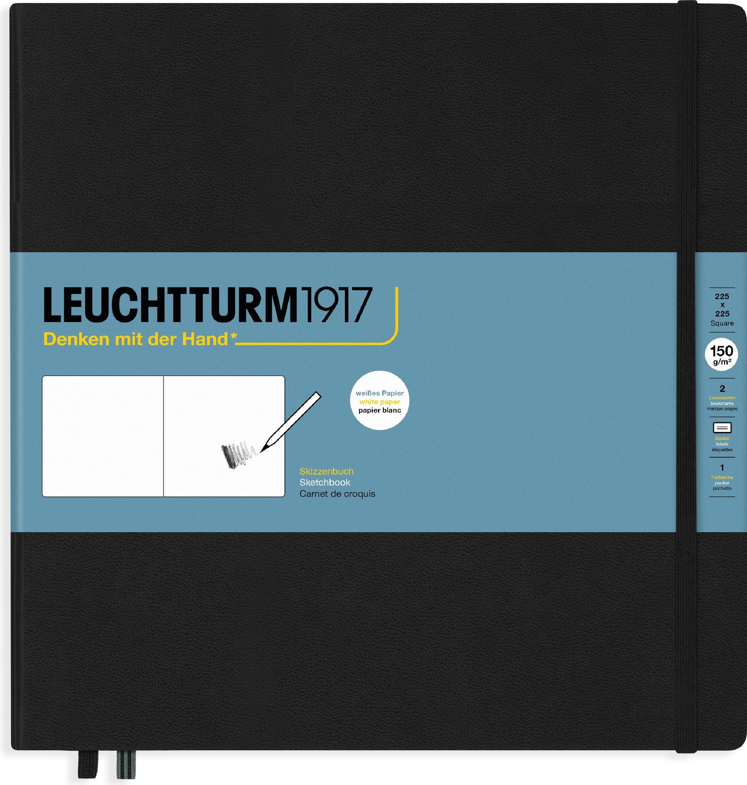 Szkicownik w twardej oprawie Leuchtturm 1917 kwadratowy 112 stron czarny 150 g/m²