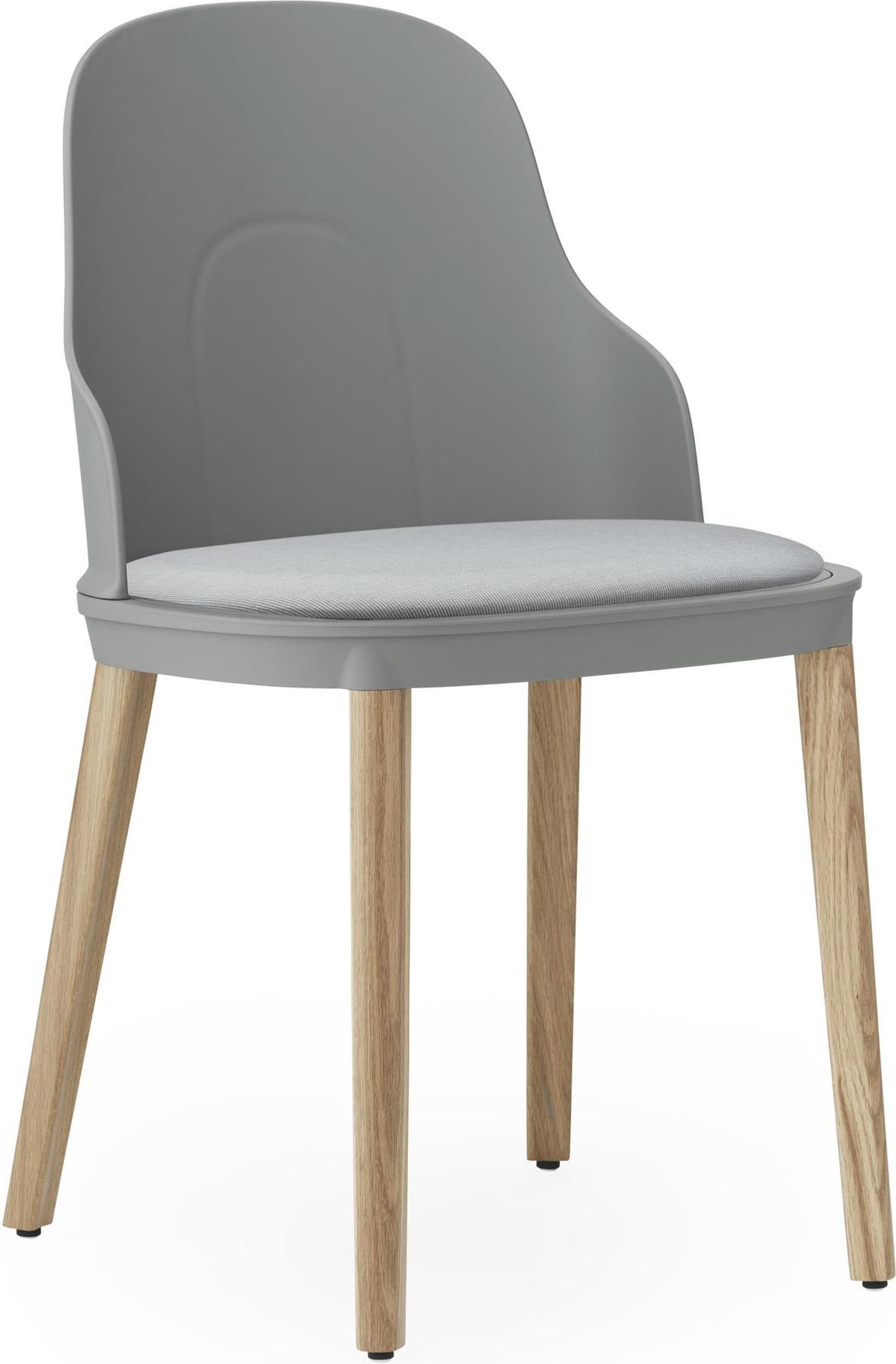 Krzesło Allez PP Canvas szare z tapicerowanym siedziskiem na dębowych nogach