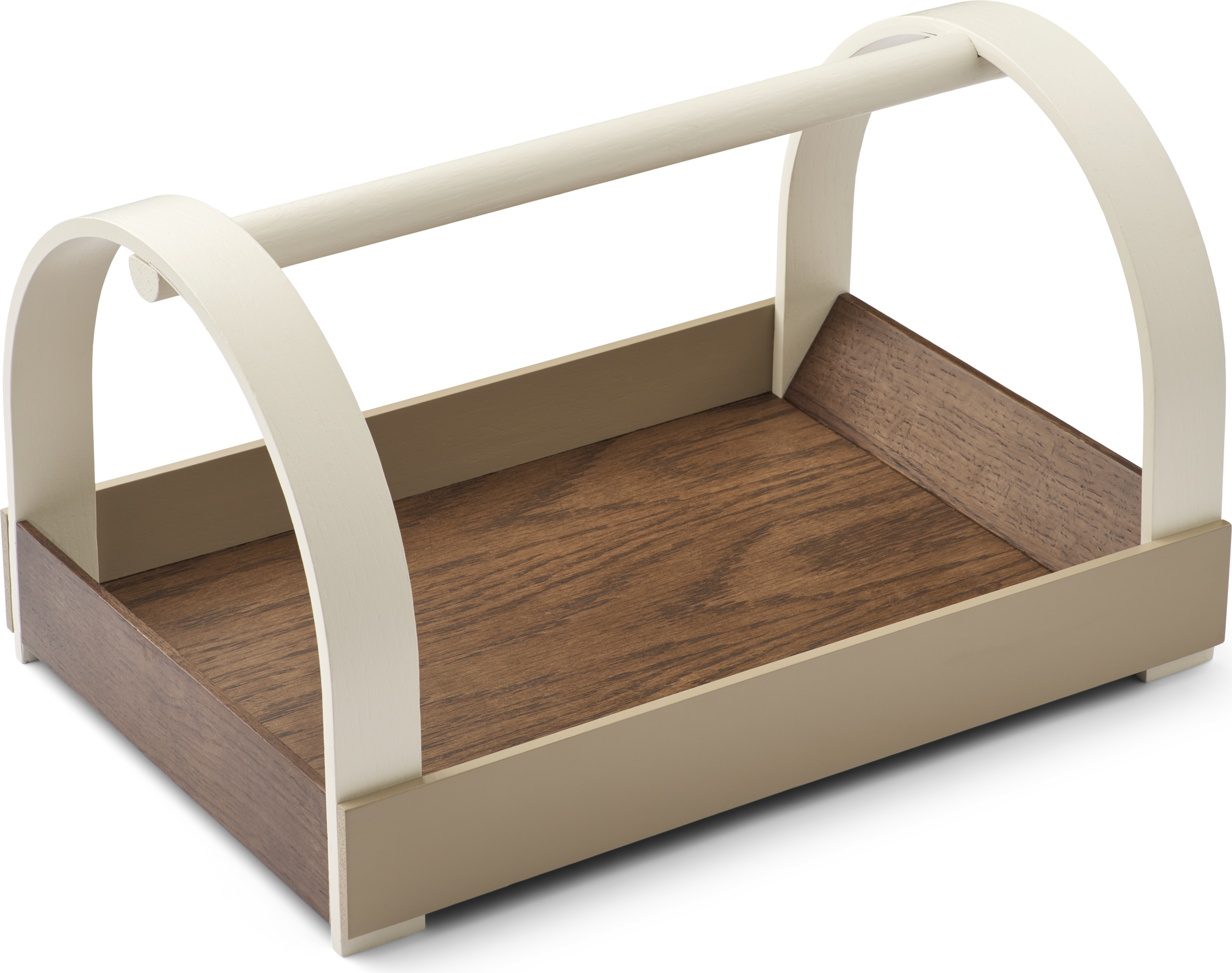 Taca z uchwytem Kydo beżowa ciemny dąb