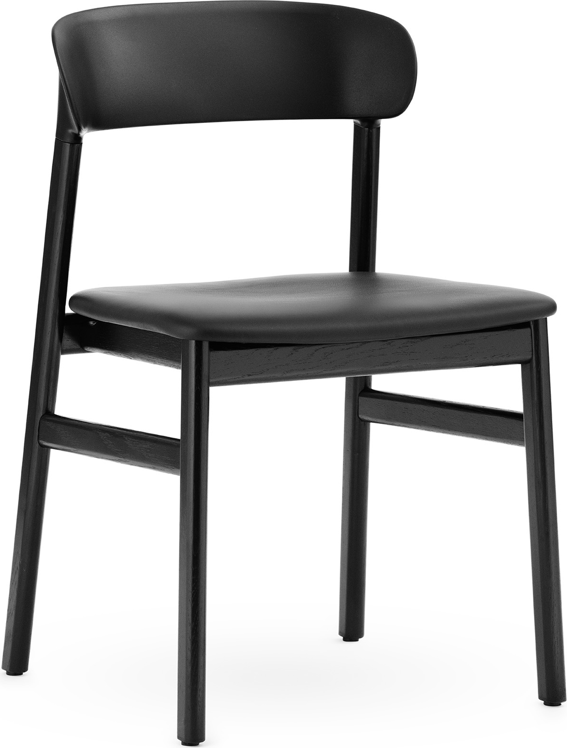 Krzesło Herit czarne czarny dąb siedzisko skórzane