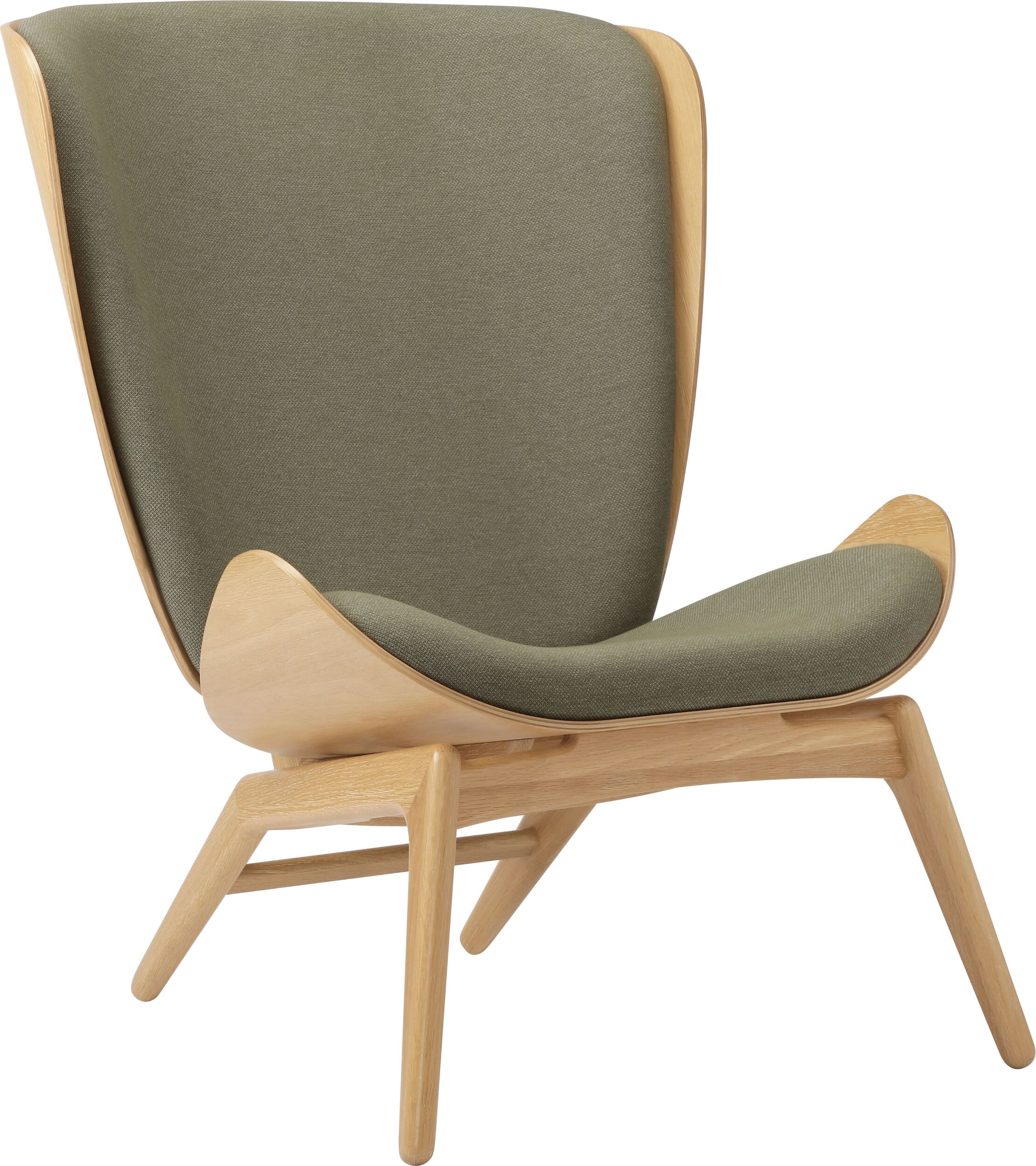 Fotel The Reader jasnozielony na dębowych nogach