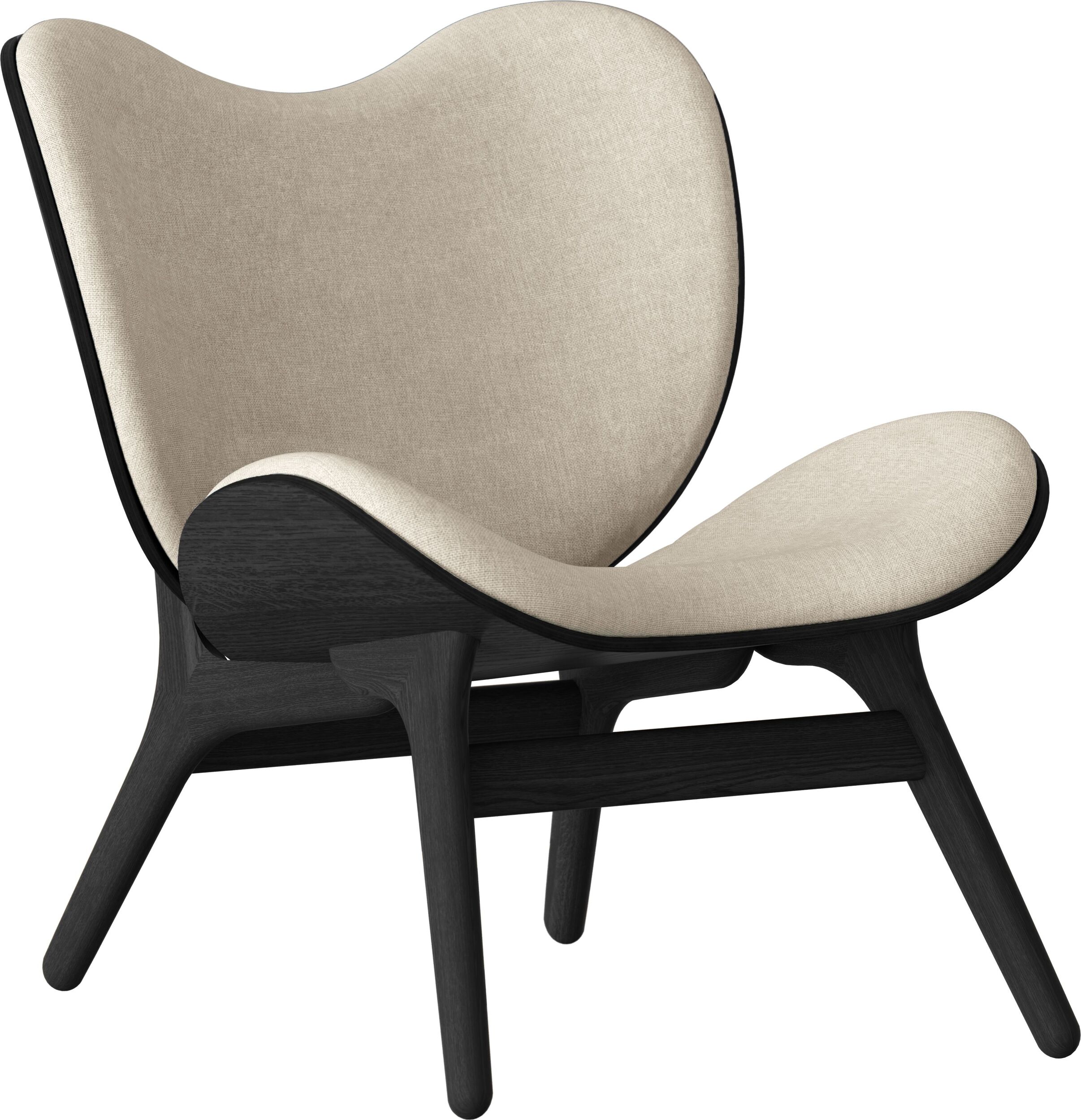 Fotel Conversation Piece jasnopiaskowy na czarnych dębowych nogach