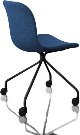 Krzesło Troy 4 star na kółkach tapicerowane czarna rama niebieskie