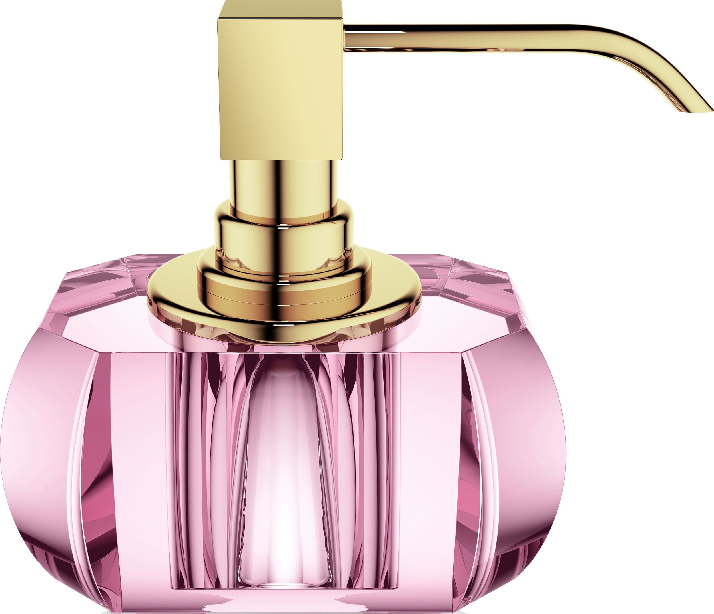 Dozownik do mydła Kristall różowy z pompką złotą