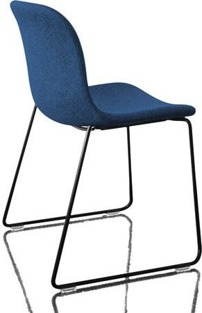 Krzesło Troy tapicerowane lakierowana rama czarna niebieskie
