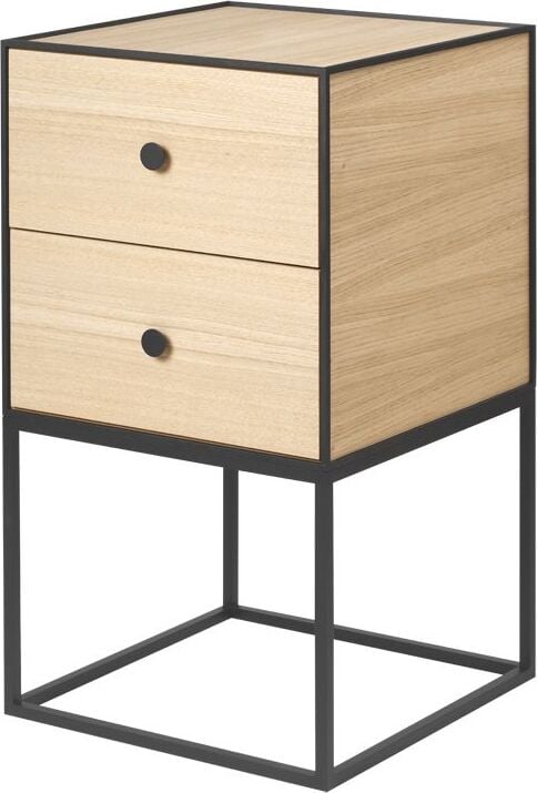 Szafka Frame 35 jasny dąb na stelażu z 2 szufladami