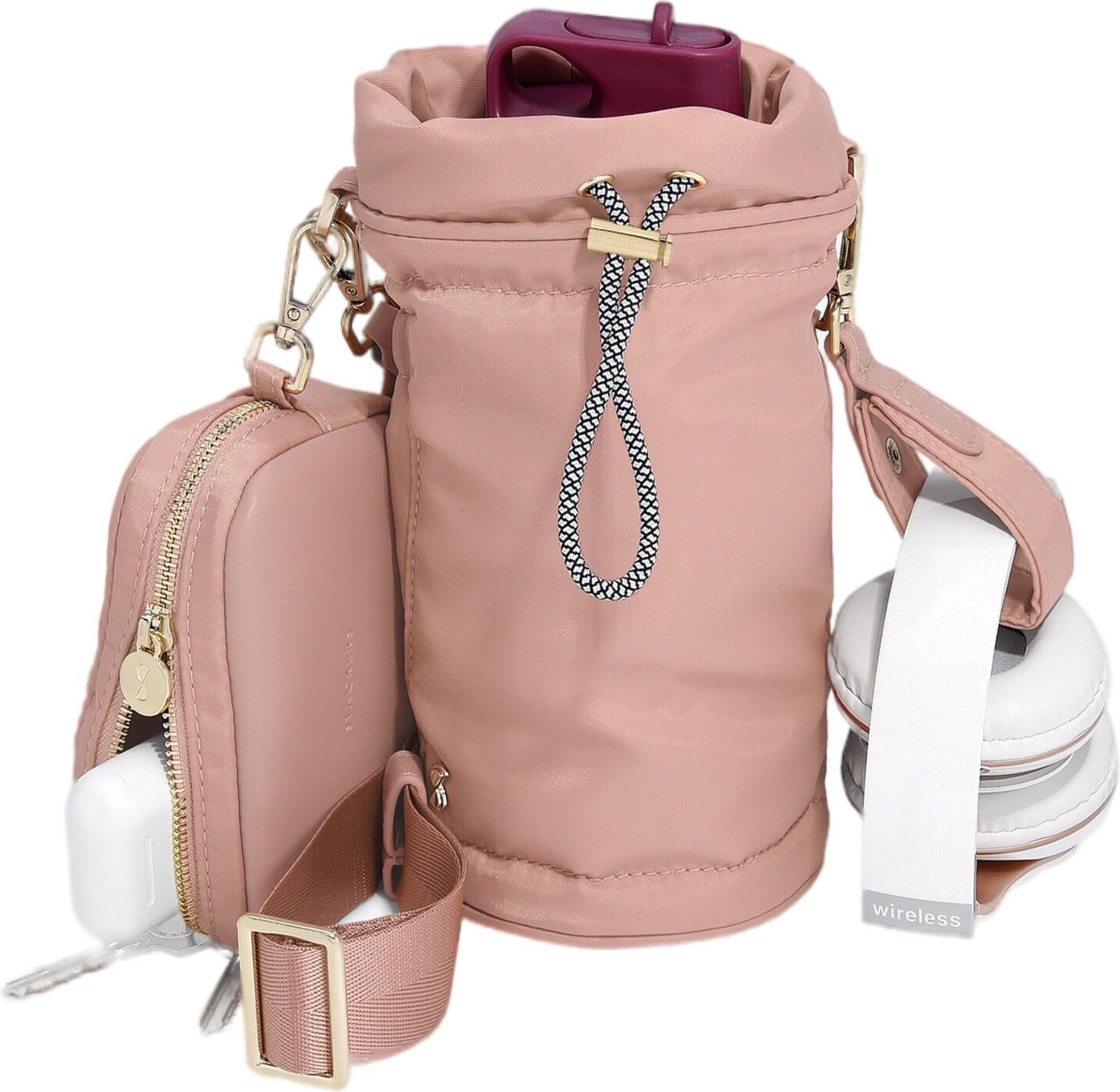 Torba termiczna na butelkę Stackers różowa nylonowa