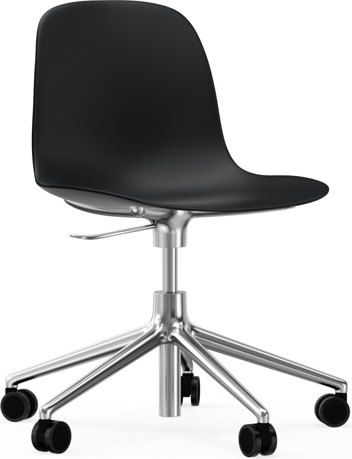 Krzesło na kółkach Form Swivel 5W czarne na aluminiowych nogach