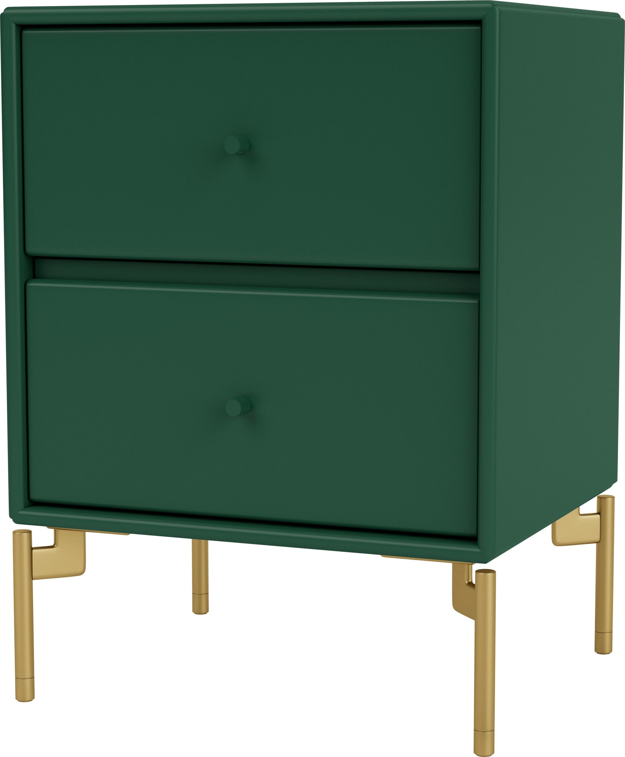 Szafka nocna Drift ciemnozielona na mosiężnych nogach
