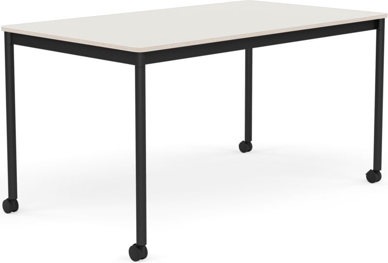Stół na kółkach Base 80 x 140 cm biały nanolaminat nogi czarne