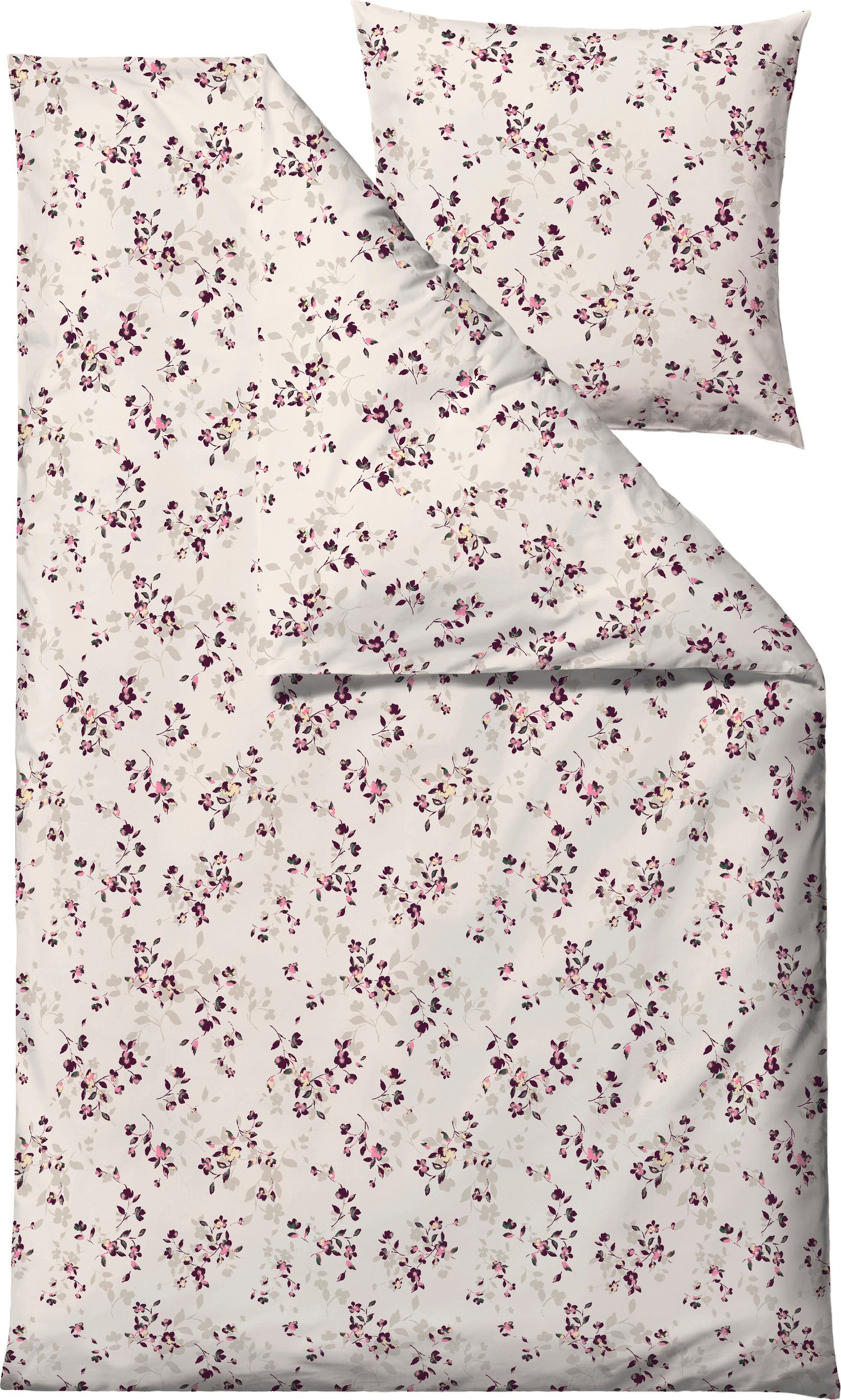 Pościel Cherry Blossom 140 x 200 cm kremowo-różowa z poszewką na poduszkę 60 x 63 cm zapięcie suwak