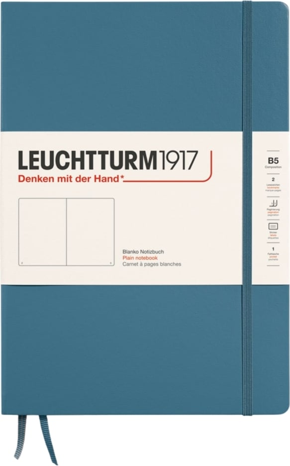 Notes gładki w twardej oprawie Leuchtturm 1917 B5 219 stron niebieskoszary 80 g/m²