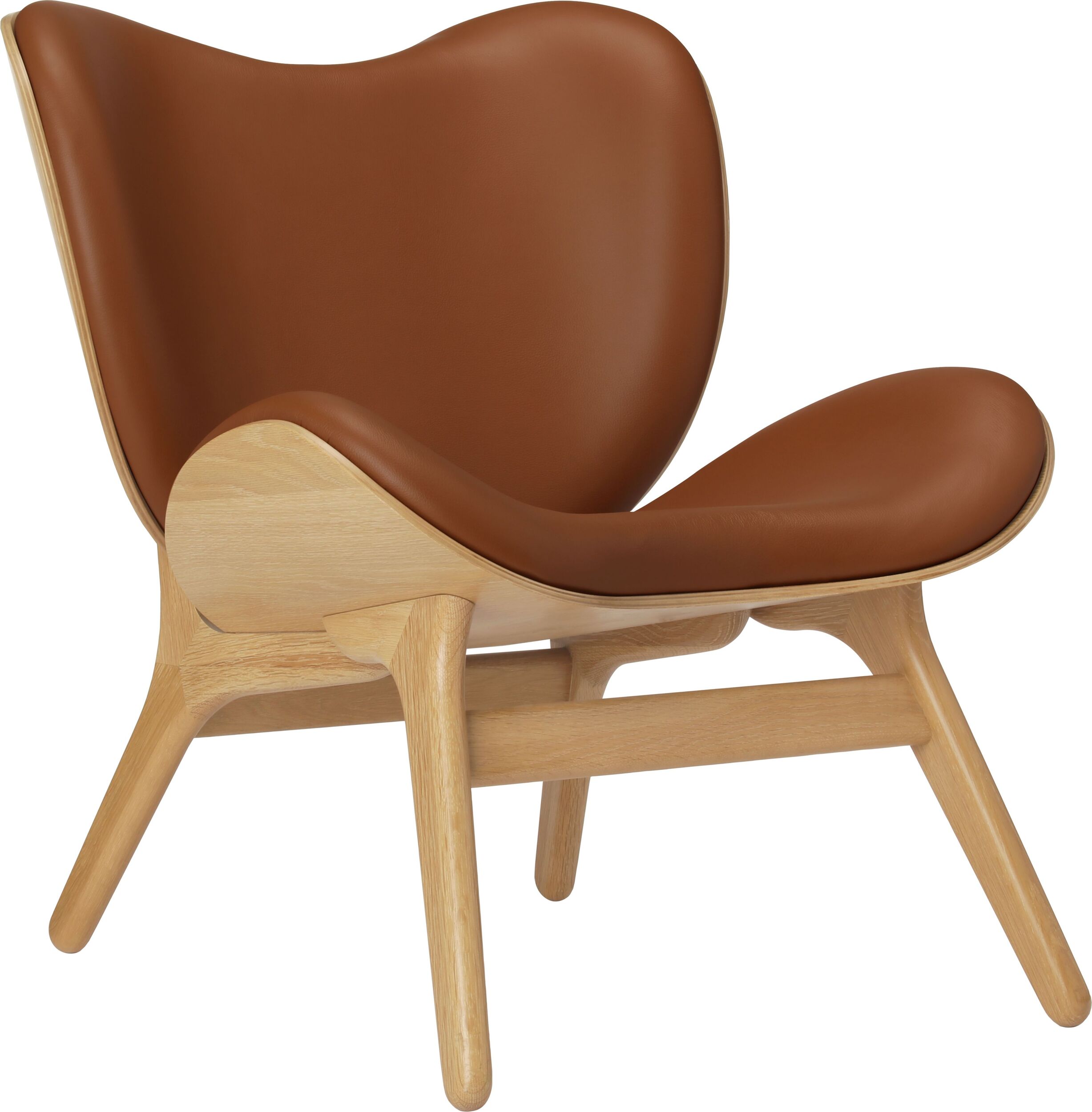 Fotel Conversation Piece Hope koniakowy skórzany na dębowych nogach