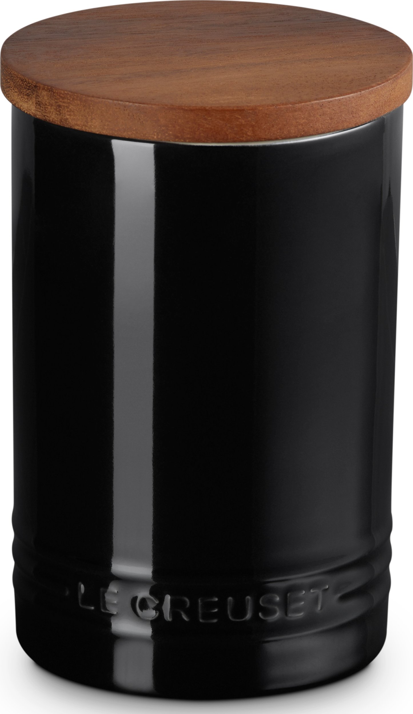 Pojemnik kuchenny z drewnianą pokrywką Le Creuset 770 ml czarny
