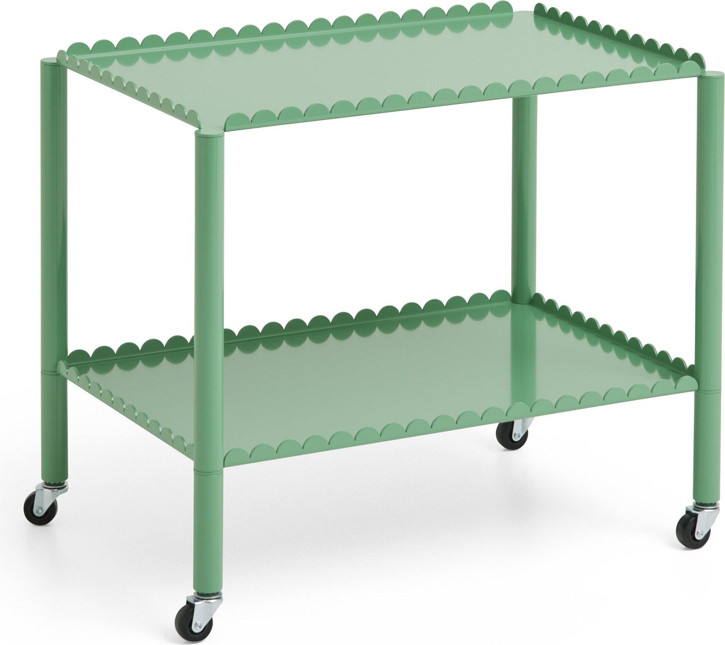 Stolik na kółkach Arcs niski jadeitowy