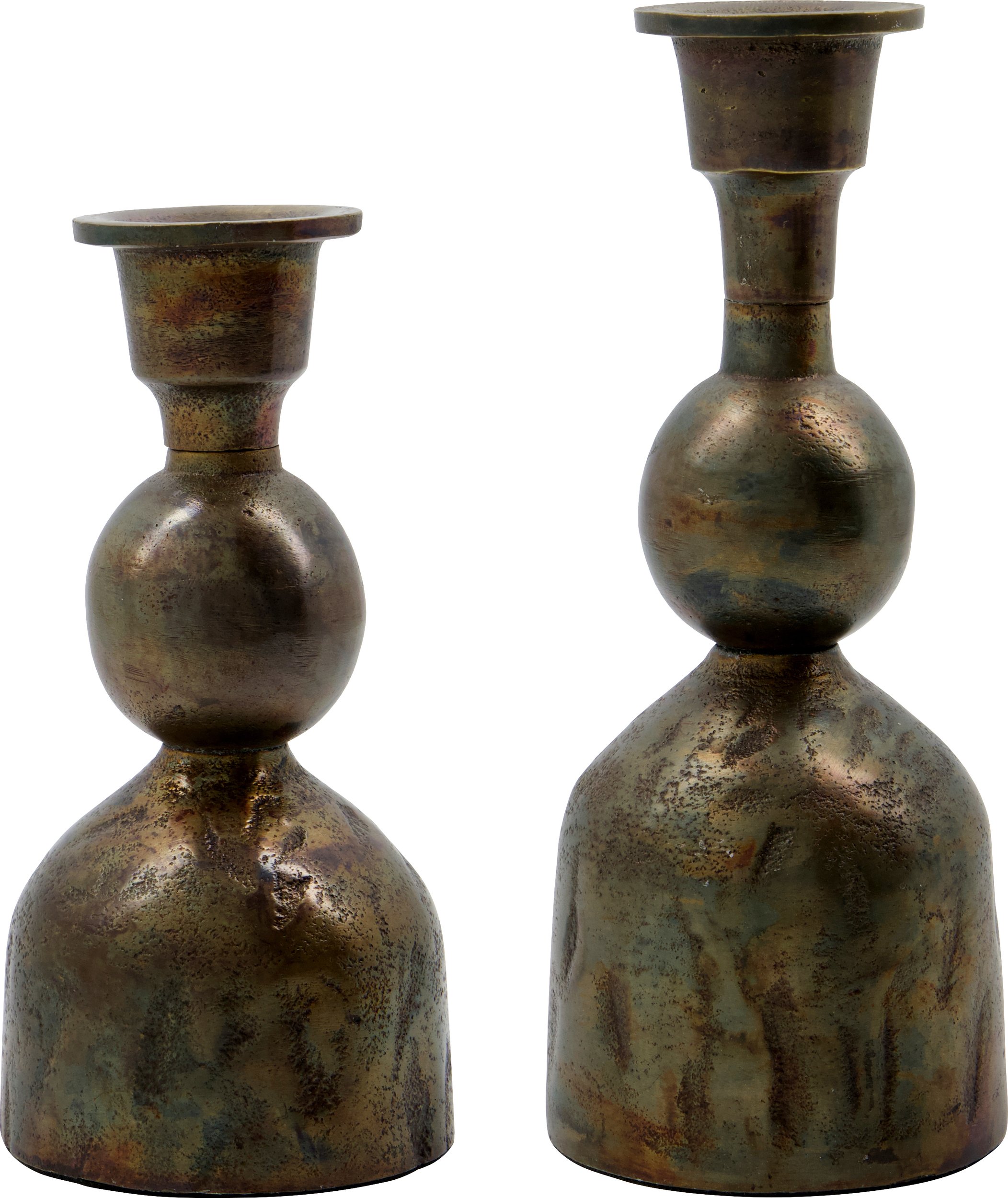 Świeczniki na klasyczne świece Cast antyczny mosiądz 2 szt.